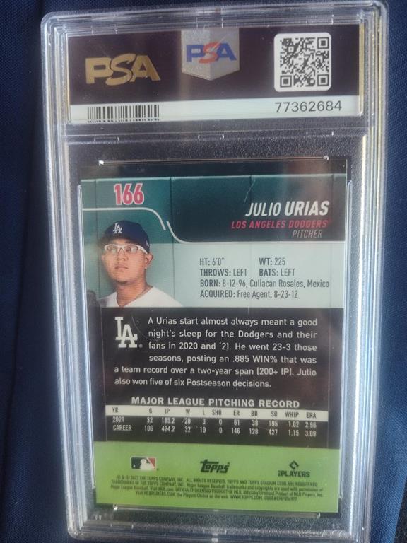 (image for) 2022 julio urias stadium club chrome psa 10