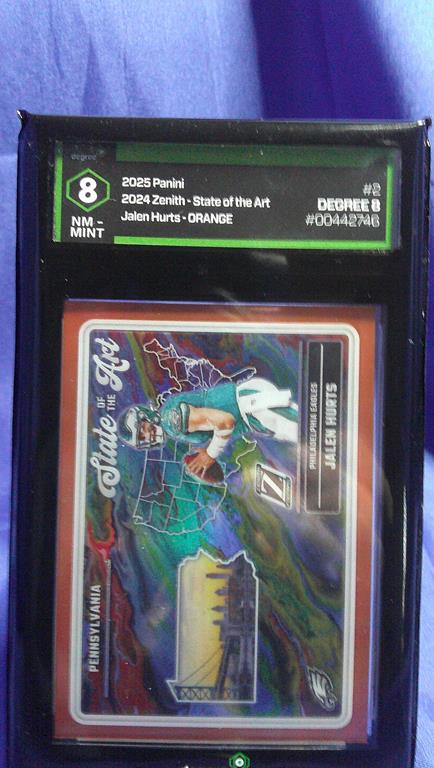 (image for) 2025 panini zenith state of the art orange jalen hurts #2 degree 8