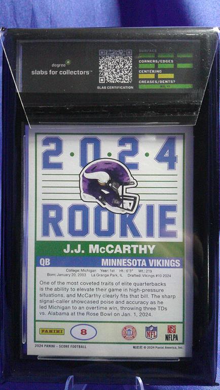 (image for) 2024 panini score 35th anniversary JJ Mccarthy rc #8 degree 9