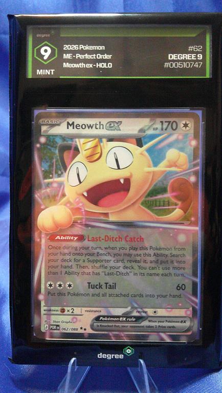 (image for) 2026 pokemon ME perfect order #62 meowth ex holo degree 9
