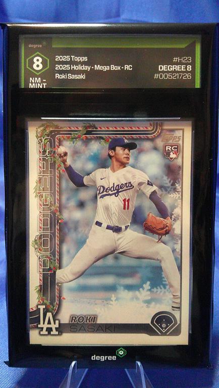 (image for) 2025 topps holiday #h23 roki sasaki rookie degree 8